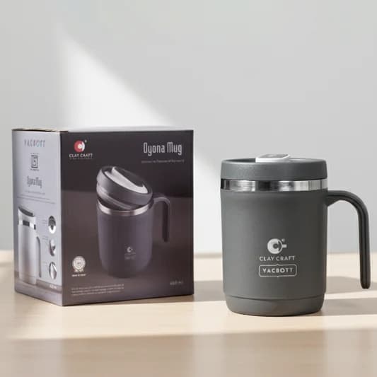 Dyona Mug 400ml – PUF Insulated Double Walled | Leak-Proof Travel Mug — Vitrified Tableware Angle 1 | Prince Ceramics Khurja