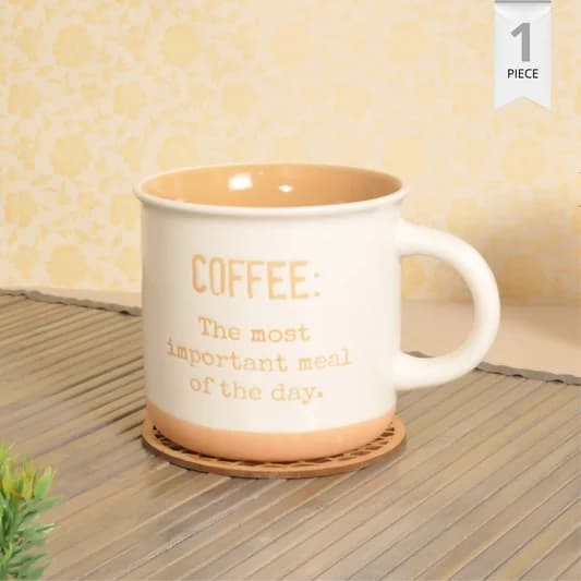 Selas Pebble Milk/Coffee Mug - 1 Pc - 350 ml — Vitrified Tableware Angle 2 | Prince Ceramics Khurja