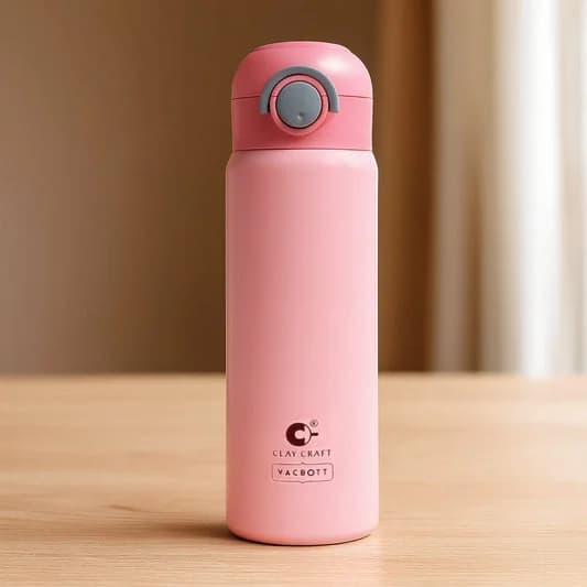 Sonic Pro One-Touch Lid Vacuum Insulated Double Walled Water Bottle 18 Hrs Hot & 24 Hrs Cold Stainless Steel Flask, BIS Certified, 500ml — Vitrified Tableware Angle 1 | Prince Ceramics Khurja
