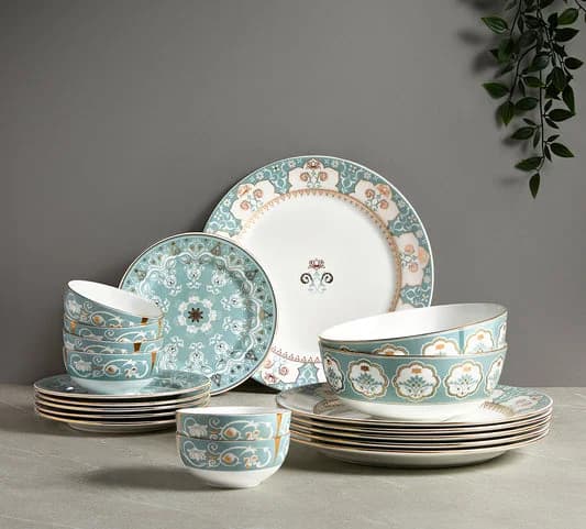 Regal Romance Ceramic Dinner Set, 20-Piece, For Family of 6 — Commercial Vitrified Ceramic Tableware Khurja