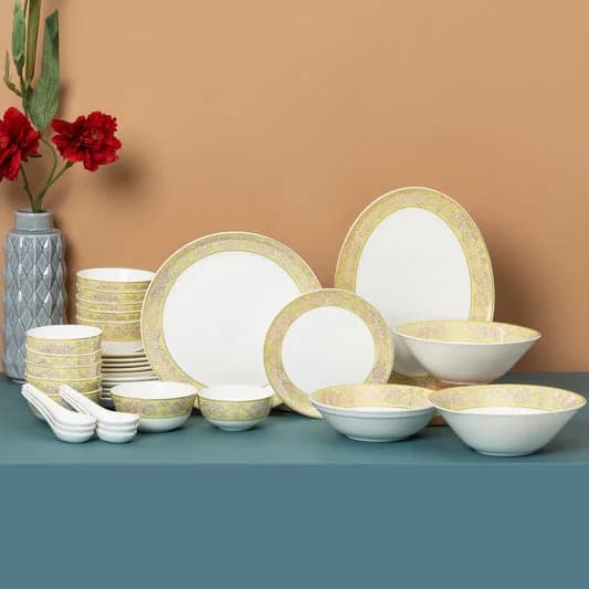 Urmi Aroma Ceramic Dinner Set, 34-Piece (AS1), For Family of 6 — Commercial Vitrified Ceramic Tableware Khurja