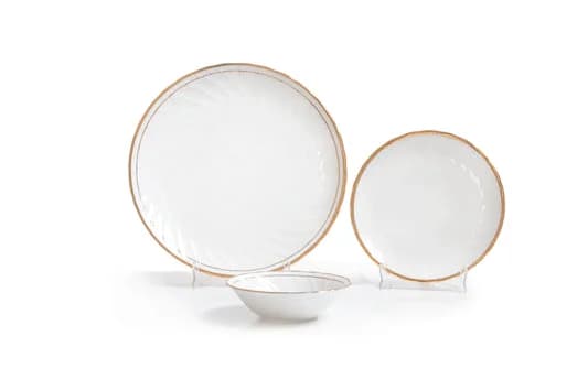 Karina Gold Line Ceramic Dinner Set, 18-Piece (GL310), For Family of 6 — Commercial Vitrified Ceramic Tableware Manufactured in Khurja