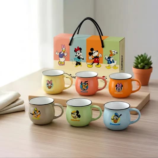 Donald Multi Colour Coffee & Tea Mugs, 170ml, Set of 6 — Commercial Vitrified Ceramic Tableware Khurja